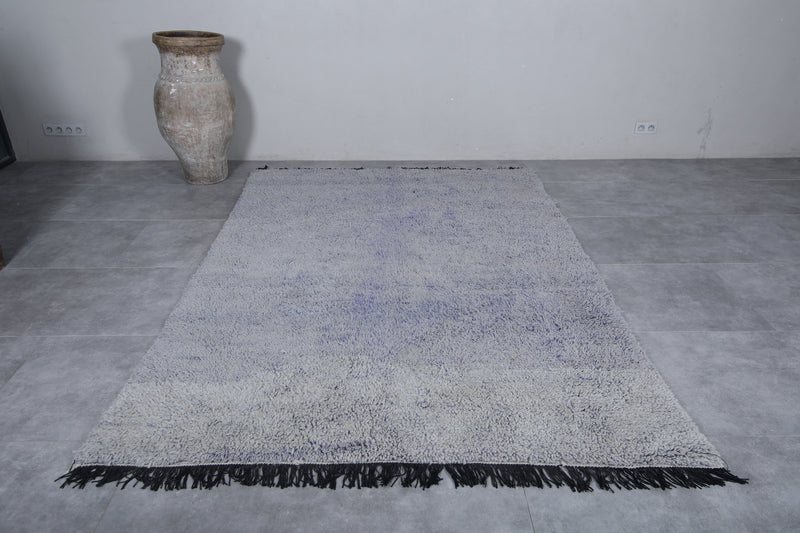 Moroccan Beni Ourain Rug - Handwoven 6.4 x 9 Feet | Subtle Grey Wool Design