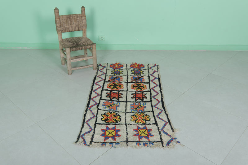 Handwoven Small Moroccan Rug 2.2 x 4.2 FT - Vibrant Artistic Design