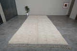 Extra Long Moroccan Rug - 7.9 x 16.6 FT | Handwoven Ivory Wool Rug with Subtle Geometric Texture