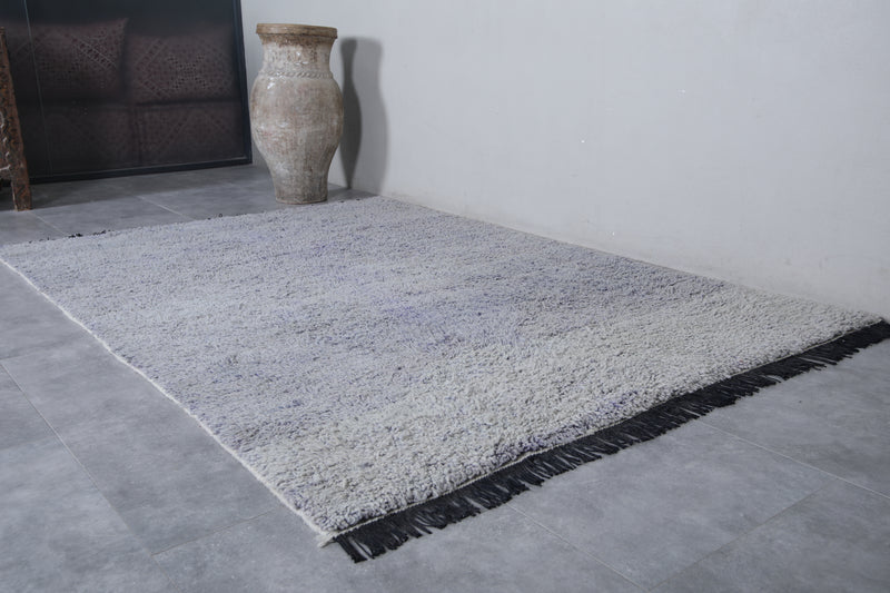 Moroccan Beni Ourain Rug - Handwoven 6.4 x 9 Feet | Subtle Grey Wool Design