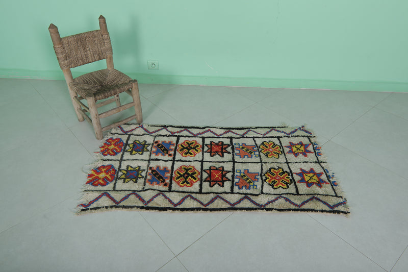 Handwoven Small Moroccan Rug 2.2 x 4.2 FT - Vibrant Artistic Design