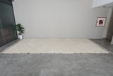 Extra Long Moroccan Rug - 7.9 x 16.6 FT | Handwoven Ivory Wool Rug with Subtle Geometric Texture