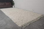 Extra Long Moroccan Rug - 7.9 x 16.6 FT | Handwoven Ivory Wool Rug with Subtle Geometric Texture