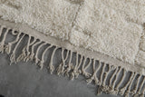 Extra Long Moroccan Rug - 7.9 x 16.6 FT | Handwoven Ivory Wool Rug with Subtle Geometric Texture