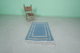 Moroccan Blue Rug - Handwoven 2 x 3 Feet | Soft Wool Accent Rug