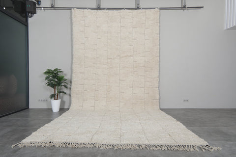 Oversized Moroccan Rug - 8.3 x 16.2 FT | Handwoven Ivory Wool Rug with Subtle Texture