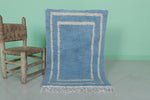 Moroccan Blue Rug - Handwoven 2 x 3 Feet | Soft Wool Accent Rug