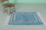 Moroccan Blue Rug - Handwoven 2 x 3 Feet | Soft Wool Accent Rug