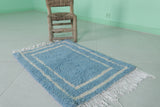 Moroccan Blue Rug - Handwoven 2 x 3 Feet | Soft Wool Accent Rug