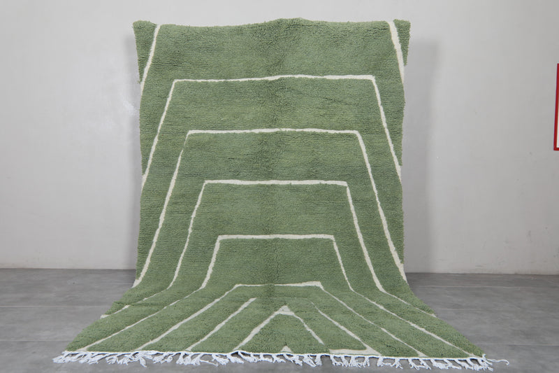 Green Moroccan Rug - 6.1 x 10.2 Feet | Handwoven Wool Carpet