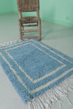 Moroccan Blue Rug - Handwoven 2 x 3 Feet | Soft Wool Accent Rug