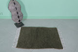 Moroccan Green Rug - Handwoven 2 x 3 Feet | Compact Wool Accent