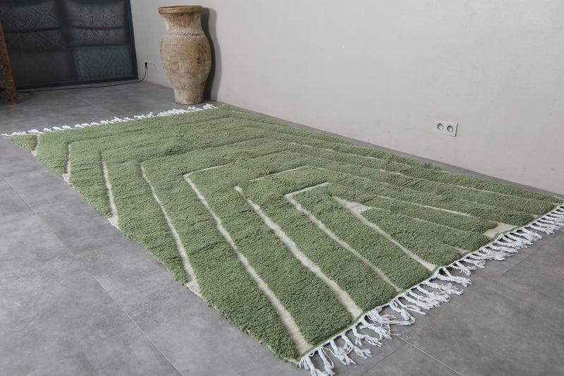 Green Moroccan Rug - 6.1 x 10.2 Feet | Handwoven Wool Carpet