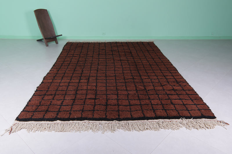 Moroccan Beni Ourain Rug - Handwoven 7.3 x 10.7 Feet | Bold Grid Design