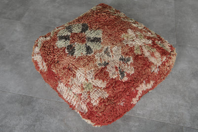 Vintage Berber Floor Cushion – Handmade Wool Pouf - kilim pouf