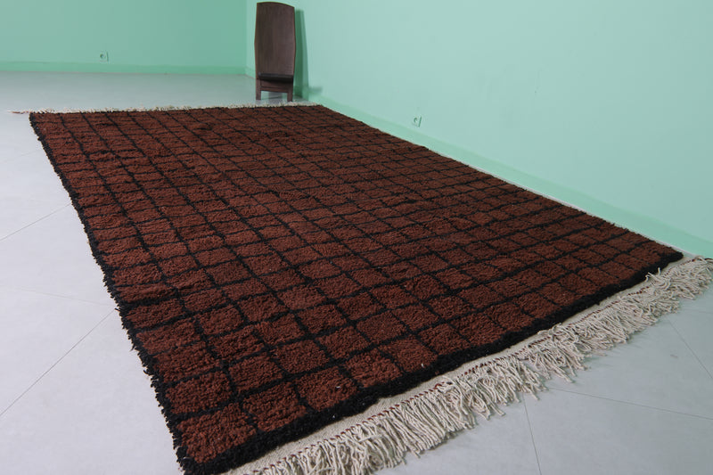 Moroccan Beni Ourain Rug - Handwoven 7.3 x 10.7 Feet | Bold Grid Design