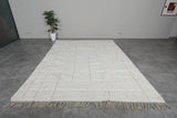 Elegant Moroccan Rug - 8 x 10.7 FT | Handwoven Ivory Wool Rug with Subtle Geometric Design