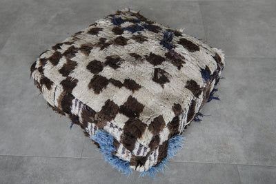 Authentic Moroccan Kilim Pouf – Natural Wool Ottoman Cushion - kilim pouf