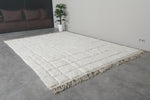 Elegant Moroccan Rug - 8 x 10.7 FT | Handwoven Ivory Wool Rug with Subtle Geometric Design