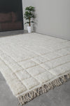 Elegant Moroccan Rug - 8 x 10.7 FT | Handwoven Ivory Wool Rug with Subtle Geometric Design