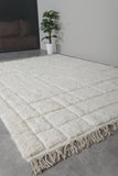 Elegant Moroccan Rug - 8 x 10.7 FT | Handwoven Ivory Wool Rug with Subtle Geometric Design