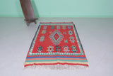 Red Moroccan rug 4.1 X 6.5 Feet