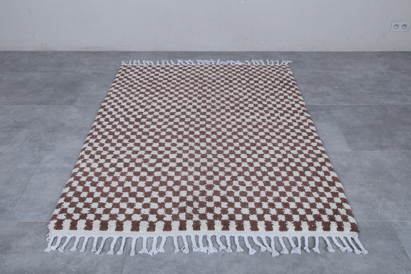 Moroccan Beni Ourain Rug - Handwoven 4.6 x 6.6 Feet | Checkered Wool Design