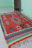 Red Moroccan rug 4.1 X 6.5 Feet