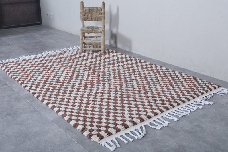 Moroccan Beni Ourain Rug - Handwoven 4.6 x 6.6 Feet | Checkered Wool Design