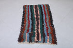 Moroccan Berber Rug 2.4 x 4.4 Feet - Handwoven Striped Design