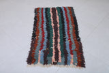 Moroccan Berber Rug 2.4 x 4.4 Feet - Handwoven Striped Design