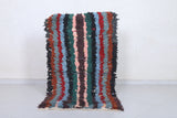 Moroccan Berber Rug 2.4 x 4.4 Feet - Handwoven Striped Design