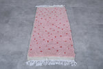 Moroccan Beni Ourain Rug - Handwoven 2 x 4.3 Feet | Pink Wool Accent Rug