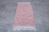 Moroccan Beni Ourain Rug - Handwoven 2 x 4.3 Feet | Pink Wool Accent Rug