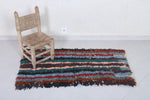 Moroccan Berber Rug 2.4 x 4.4 Feet - Handwoven Striped Design