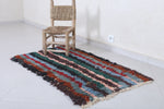 Moroccan Berber Rug 2.4 x 4.4 Feet - Handwoven Striped Design