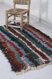 Moroccan Berber Rug 2.4 x 4.4 Feet - Handwoven Striped Design