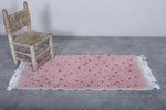 Moroccan Beni Ourain Rug - Handwoven 2 x 4.3 Feet | Pink Wool Accent Rug