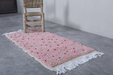 Moroccan Beni Ourain Rug - Handwoven 2 x 4.3 Feet | Pink Wool Accent Rug