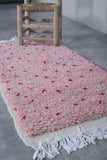 Moroccan Beni Ourain Rug - Handwoven 2 x 4.3 Feet | Pink Wool Accent Rug