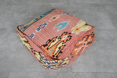 Vintage Kilim Ottoman pouf – Vibrant Boho Moroccan Footstool - kilim pouf