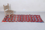 Moroccan Berber Rug 2.4 x 6.2 Feet - Handwoven Red Diamond Pattern