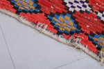 Moroccan Berber Rug 2.4 x 6.2 Feet - Handwoven Red Diamond Pattern