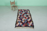 Moroccan Boucherouite rug 2.4 FT x 5.4 FT