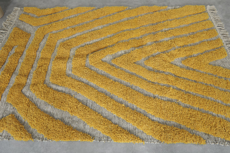 Yellow handwoven rug - Custom rug - Moroccan Wool rug