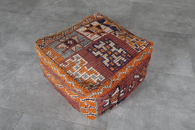 Bold Berber Wool Pouf – Handwoven Moroccan Large Cushion - kilim pouf