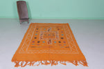 Orange moroccan handwoven kilim 5 FT X 7.6 FT