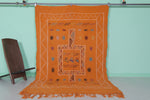 Orange moroccan handwoven kilim 5 FT X 7.6 FT