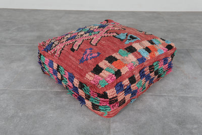 Bold Berber Wool Pouf – Handwoven Moroccan Large Cushion - kilim pouf