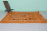 Orange moroccan handwoven kilim 5 FT X 7.6 FT